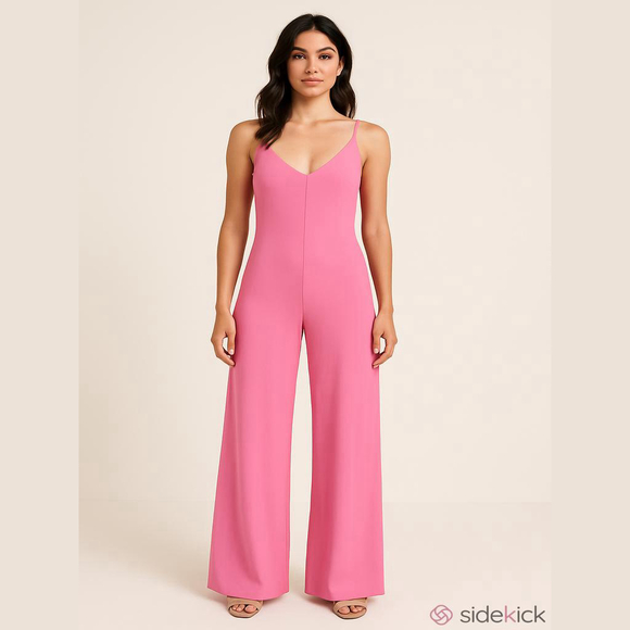 Deluc Pants - NWT DELUC Tura Jumpsuit Medium Pink Wide Leg Slip Style Spring Summer Vacation
